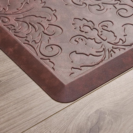 Chef Gear - Alfombrilla de cocina antifatiga - Diseño Marni - Alfombrilla de chef acolchada y cómoda - Piel sintética - Alivio para cocinar y estar de pie - Antideslizante - Medidas 17.5"x60" - Rojo