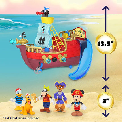 Disney Junior Mickey Mouse Funhouse Treasure Adventure Pirate Ship with Bonus Figures, 18-Piece Toy Figures and Playset, Toys for Kids Ages 3 and Up, Amazon Exclusive
