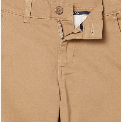 Pantalon en sergé uniforme scolaire pour garçons Izod, coupe droite et taille confortable avec 5 poches, Kaki Bruni, 16
