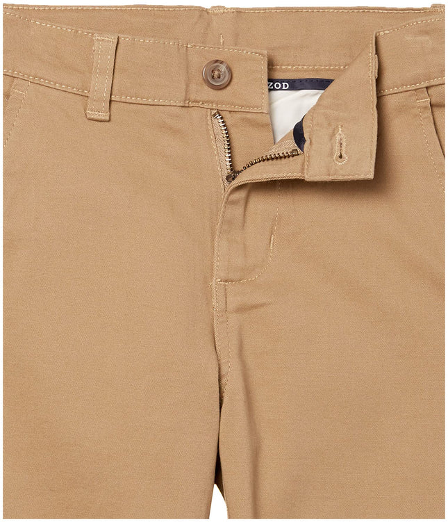 Izod Boys' School Uniform Twill Pants, Flat Front & Comfortable Waistband with 5 Pockets, Burnished Khaki, 16