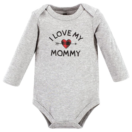 Hudson Baby unisex-baby Cotton Long-sleeve Bodysuits, Buffalo Plaid Family, 9-12 Months