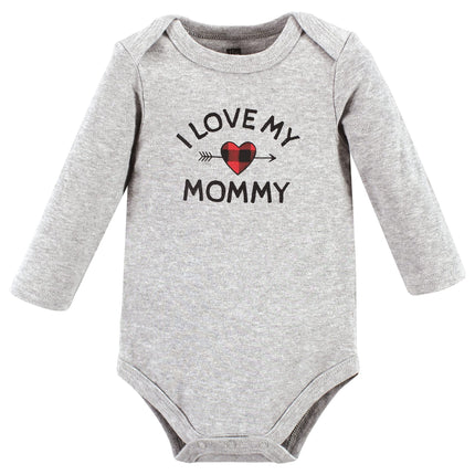 Hudson Baby unisex-baby Cotton Long-sleeve Bodysuits, Buffalo Plaid Family, 9-12 Months