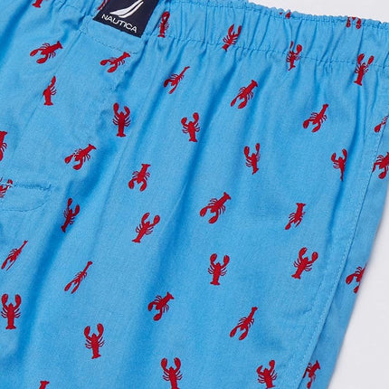 Nautica Men's Cotton Woven 3 Pack Boxer Shorts, Sea Cobalt/Peacoat/Lobsteraero Blue, S (Pack of 3)