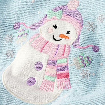 Gymboree Girls' and Toddler Long Sleeve Sweaters, Lightblue Snowman, 12-18 Months