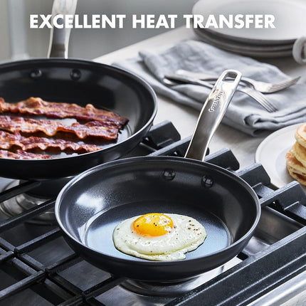 GreenPan Chatham Prime Midnight Hard Anodized Healthy Ceramic Nonstick, 8" Frying Pan Skillet, PFAS-Free, Dishwasher Safe, Oven Safe, Black