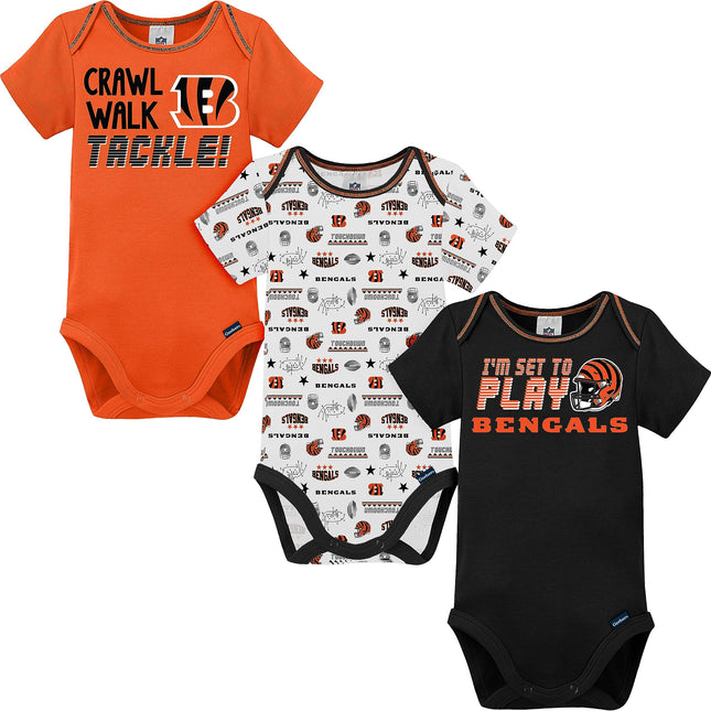 NFL 3 Pack Short Sleeve Bodysuit, Blue boyCincinna