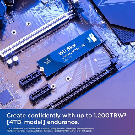 WD Blue SN5000 1TB SSD, M.2 2280 NVMe SSD, Read speeds up to 5150 MB/s, PCIe Gen4, nCache Technology, Free Acronis True Image data migration software, Internal solid state drive, Color May Vary