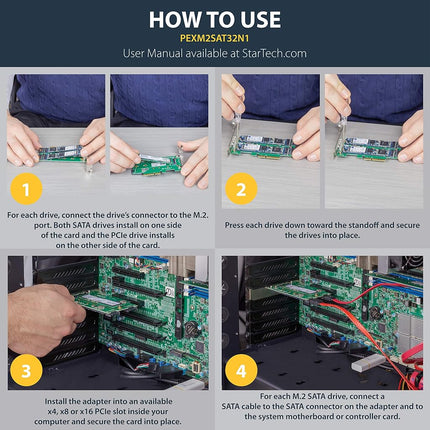 StarTech 3-Port M.2 Adapter, 1x NVMe and 2x SATA III, LEDs (PEXM2SAT32N1)