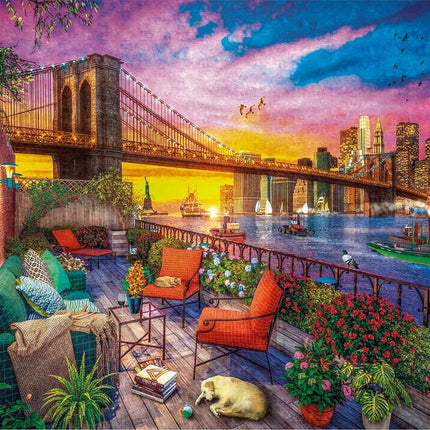 Clementoni - 33552 collection Manhattan Balcony Sunset - Jigsaw Puzzle 3000 Pieces, Jigsaw Puzzle For Adults - Made In Italy