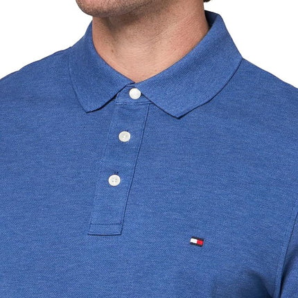 Tommy Hilfiger Men's 1985 Slim Short Sleeve Polo, Indigo Heather X-Small