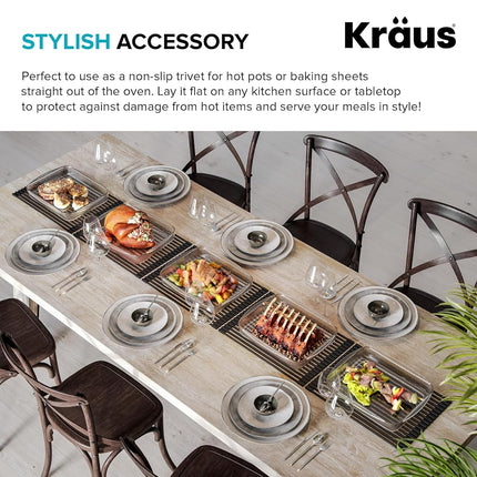 Égouttoir enroulable, passoire et dessous de plat KRAUS Multipurpose Workstation Sink en noir, KRM-11BL