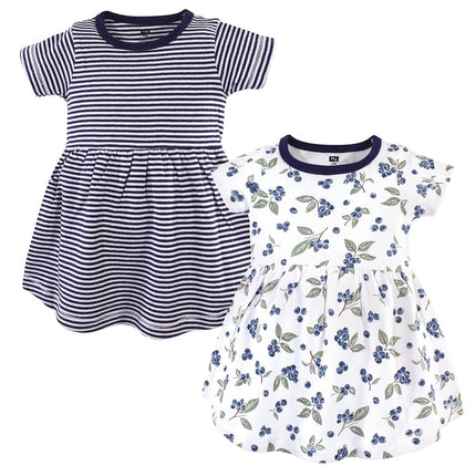 Hudson Baby Baby Cotton Dress, 2 Pack, Blueberries, 6-9 Months (9M)