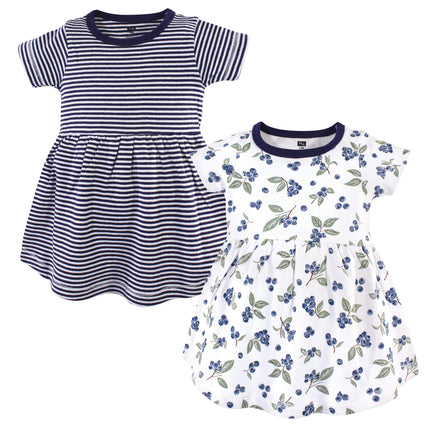 Hudson Baby Baby Cotton Dress, 2 Pack, Blueberries
