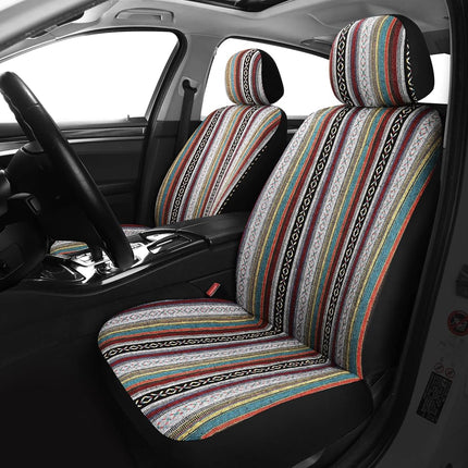 VarCozy Baja Saddle Blanket Seat Covers Full Set, Front Seat Covers and Split Rear Bench Seat Covers for Sedan, SUV, Truck, Universal Stripe Woven Automotive Seat Cover,Breathable, Airbag Compatible