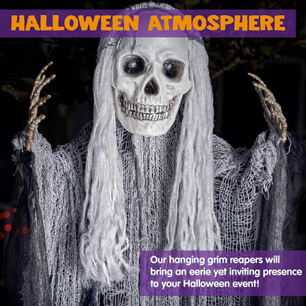 JOYIN 3 Pcs Hanging Halloween Skeleton Ghosts Decorations Outdoor, Grim Reapers for Best Halloween Outdoor Decorations, Haunted Haunted House Prop, Party Supplies