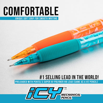 Pentel AL25TA Icy Mechanical Pencil, .5mm, Trans Smoke, Dozen