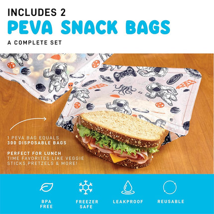 Fit & Fresh Insulated Lunch Box for Kids Boys & Girls, Lunch Bag for Kids with 2 Reusable Snack Bags, School Lunch Box, Cypress Astronaut Black