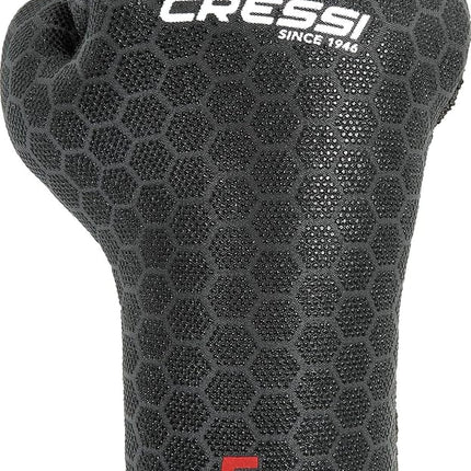 Cressi High Stretch Gloves -Unisex 5-Finger Diving Gloves made of Soft, Single-lined, High-strength Neoprene, 3.5mm, Black/Red Logo, L