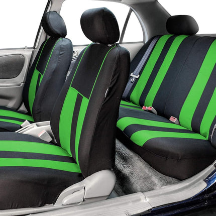 FH GROUP FH-FB036217 Striking Striped Seat Covers Green / Black Color- Fit Most Car, Truck, Suv, or Van