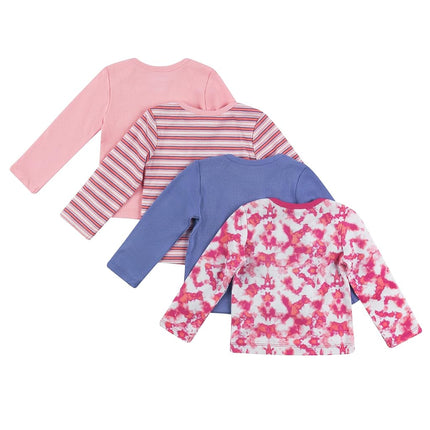Camiseta de manga larga Hanes para bebés, Flexy Soft 4-Way Stretch Knit T, Pulóver con hombros expandibles para bebés y niños pequeños, Rosa/Morado, 0-6M