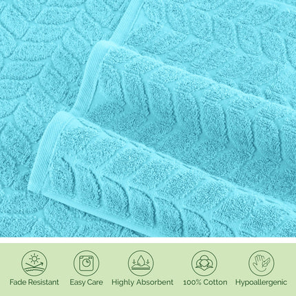 Elegant Comfort Luxury 6-Piece 100% Turkish Cotton Jacquard Braided Textured Premium Hotel Quality Towel Set– Soft and Absorbent, Includes 2 Bath Towels, 2 Hand Towels and 2 Washcloths, Aqua