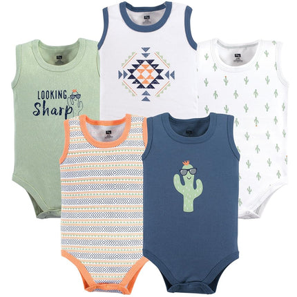 Hudson Baby Unisex Baby Cotton Sleeveless Bodysuits, Sea Shore, 0-3 Months