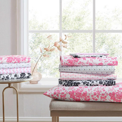 Betsey Johnson - Queen Sheets, Soft & Lightweight Bedding, Fade & Wrinkle Resistant (Betseys Toile Pink, Queen)