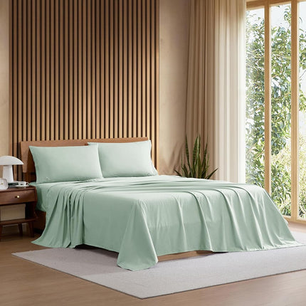 Lacoste 4-Piece Cotton Sheet Set, Solid, Iced Mint