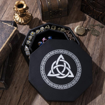 Premium Dice Tray for DND, Detailed World Tree & Triquetra Design – 23 CM