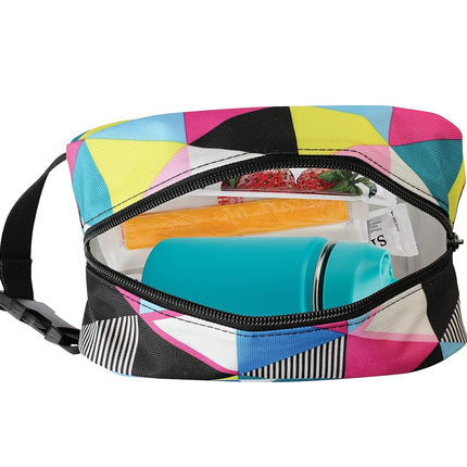 PackIt Freezable Snack Box, Triangle Stripes, Built with EcoFreeze Technology, Collapsible, Reusable, Zip Closure with Buckle Handle, Great for All Ages and Fresh Snacks on The go