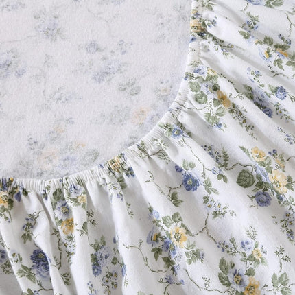 Laura Ashley Home | Flannel Collection Cotton Bedding Sheet Set, Pre-Shrunk & Brushed For Extra Softness, Comfort, and Cozy Feel, Twin, Le Fleur Cottage Blue