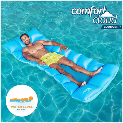 Swimways Comfort Cloud Pool Lounger with Fast Inflation & Headrest Pillow, Oversized Inflatable Pool Floats for Adults