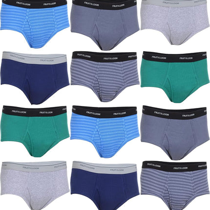 Bóxers ajustados de moda para hombre Fruit of the Loom, paquete de 12 unidades, colores misteriosos, cintura de algodón (los diseños pueden variar), 2XL