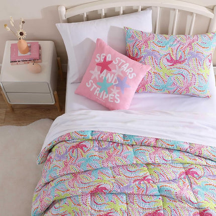 Nautica Kids - Full/Queen Comforter Set, Soft Bedding with Matching Shams & Throw Pillow, Kids Home Decor, Oeko-Tex Certified (Sutton Palm Trees Aqua, Full/Queen)