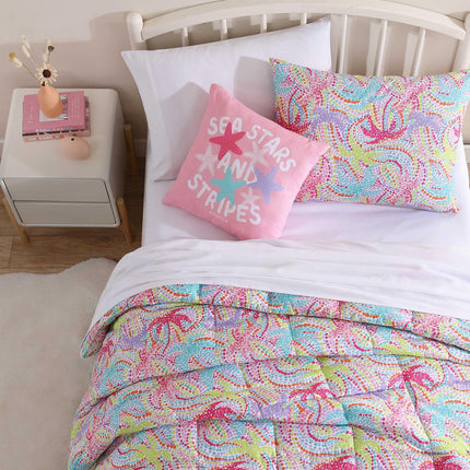 Nautica Kids - Full/Queen Comforter Set, Soft Bedding with Matching Shams & Throw Pillow, Kids Home Decor, Oeko-Tex Certified (Sutton Palm Trees Aqua, Full/Queen)