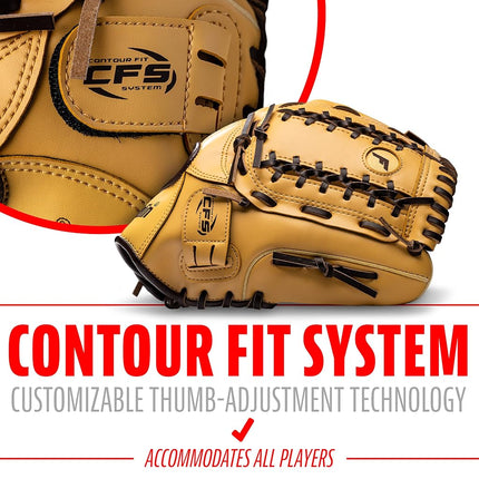 Franklin Sports Field Master Baseball and Softball Mitt Baseball and Softball Field Glove, Unisex, Light Brown, 12 Inch