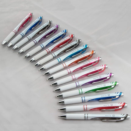 Bolígrafo de gel líquido retráctil Pentel EnerGel Pearl, tinta negra/azul/violeta de 0,7 mm, paquete de 12 (BL77W12C)