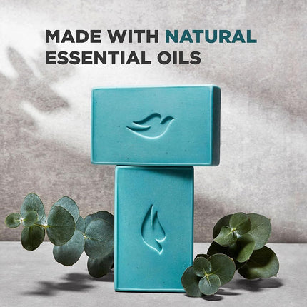 Dove Men + Care Natural Essential Oil Bar Soap to Clean and Hydrate Men's Skin Relaxing Eucalyptus + Cedar Oil 4-in-1 Bar Soap for Men's Body, Hair, Face and Shave 141 g 4 count