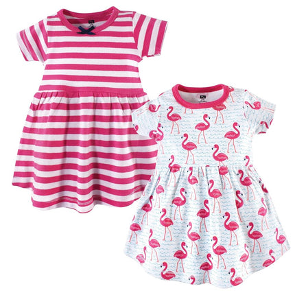 Hudson Baby Girls' Cotton Dresses, Bright Flamingo, 3-6 Months
