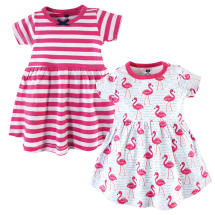 Hudson Baby Girls Cotton Dress, Bright Flamingo 2 