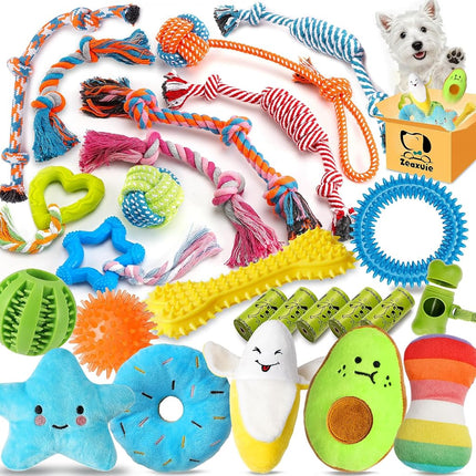 Zeaxuie 20 Pack Luxury Dog Chew Toys for Puppy, Cu