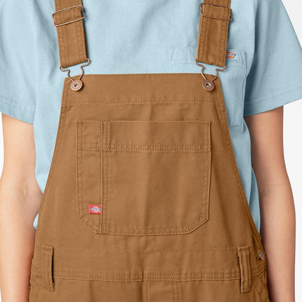 Dickies Women's Denim Bib Overall, Rinsed Brown Duck, Medium