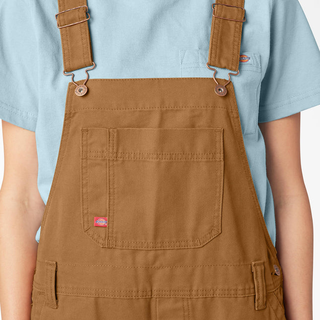 Dickies Women's Denim Bib Overall, Rinsed Brown Duck, X-Large