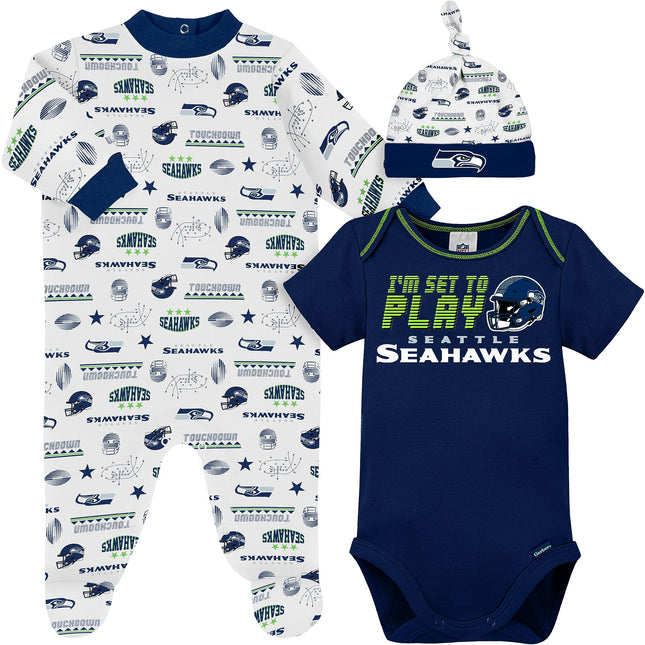 Gerber NFL Baby Boy Pack Footie Registry Gift 3 Pi