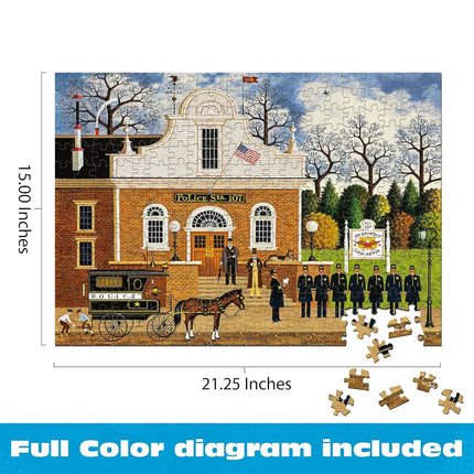 Buffalo Games – Roll Call with a Bang - Charles Wysocki - 300 Oversized Piece Jigsaw Puzzle  Larger Shapes - Great for Adults, Seniors, Family, Kids, Easy to Grip