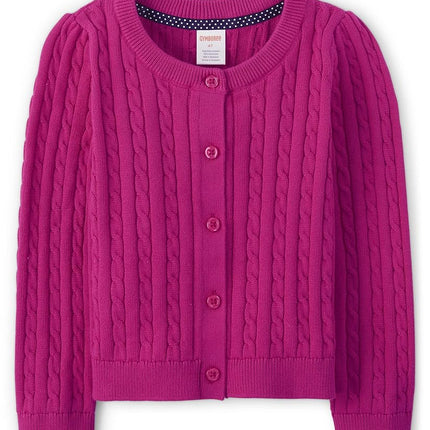 Cardigan en tricot torsadé à manches longues Gymboree pour filles et tout-petites, Magic Magenta, 5T