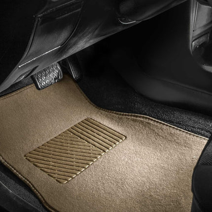 FH Group F14403BEIGE Beige Carpet Floor Mat with Heel Pad (Deluxe), Beige