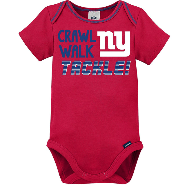 NFL New York Giants Boys 20183 Pack Short Sleeve Variety Bodysuit, Blue, 0-3 Months