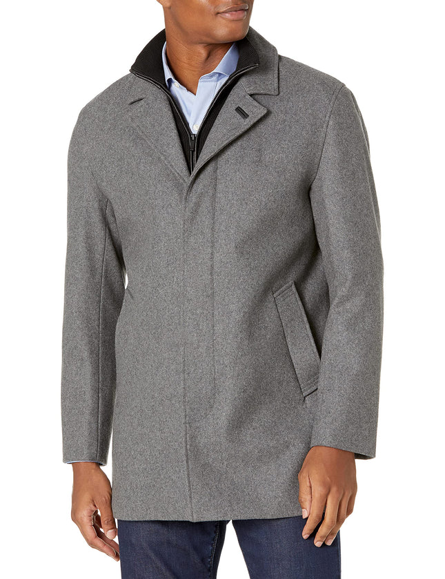 Cole Haan Men's Melton Wool Topper Coat, Lt Grey, 