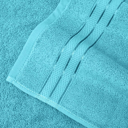 Elegant Comfort Three Line Popcorn Towel Set for Bathroom 16 x 28 inches, Premium Hotel Quality 4-Pack Hand Towels, 100% Turkish Cotton, Soft and Durable, Quick Dry and Highly Absorbent, Aqua